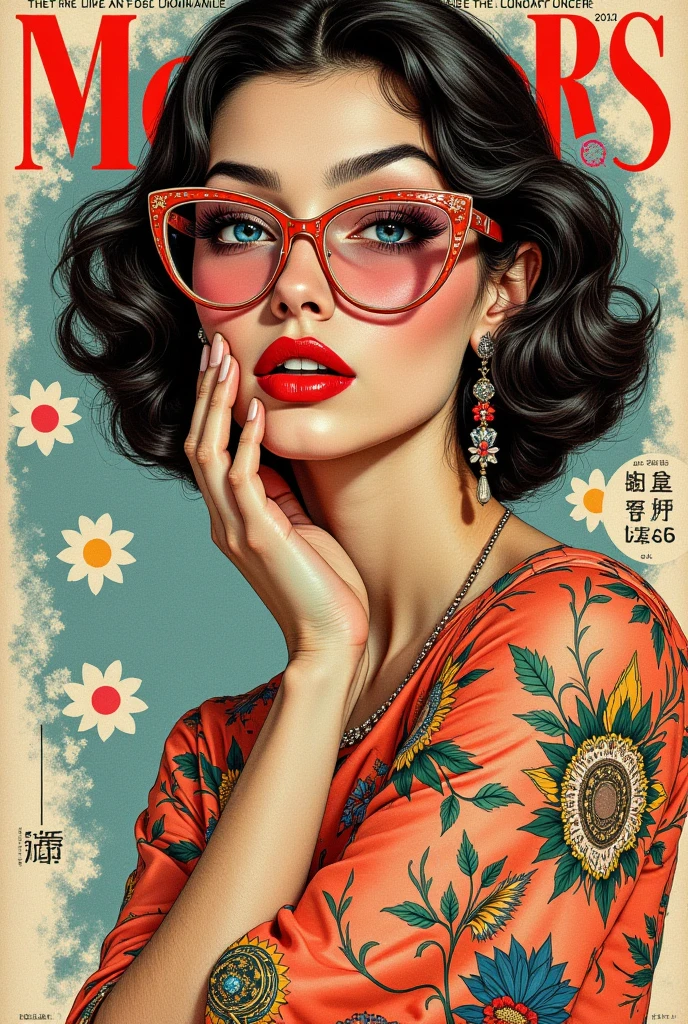 ８０Please draw detailed and intricate collage art like the cover of a magazine from the era,