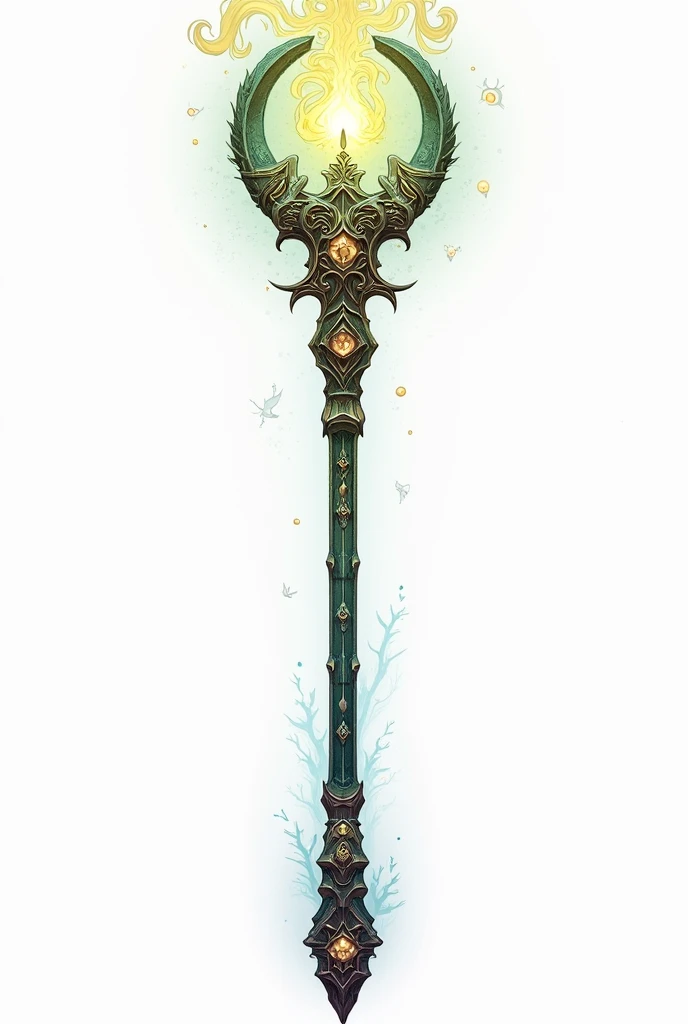 Animated medieval magic staff drawing with white background
