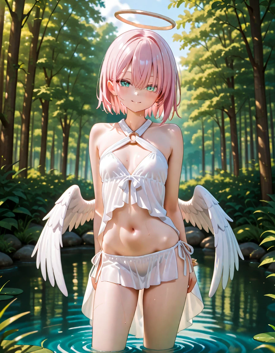 (8K、RAW Photos、Highest quality、nsfw、masterpiece:1.2)、(Real、Photorealistic:1.2)、(Ultra-high resolution)、(Super detailed)、Unbelievable absurdity、masterpiece、(Pee、Standing pee:1.5)、(Completely ?????:1.5)、(Detailed facial features)、(Detailed shiny eyes)、(Stunningly beautiful girl:1.4)、Beautiful woman、(Completely ?????、Wearing nothing、No attachment)、(Camel Toe、vulva:1.4)、(Full nudity:1.5)、Perfect golden ratio face、Perfect lighting、Perfectly shaped breasts、Small nipples and areola for breast size、silky shiny hair、Peeでびしょ濡れの太もも、(Pink nipples)、Firm chest、Non-sagging breasts、Nipples are close to the centerline of the body、There is no cleavage、Peeが太ももを伝って流れ落ちています、Straight Hair、smile、Thin pelvis、Thin legs、脚の間からbackgroundが見えます、legs are open、The sunlight is too bright on my face、Professional Lighting、strobe、The photo was taken using a reflector.、Glowing White Skin、Hands are at your sides or behind your back、background:noon、Green tree々is overgrown with、Rapids deep in the mountains、Very clear river water、There are lots of huge rocks、