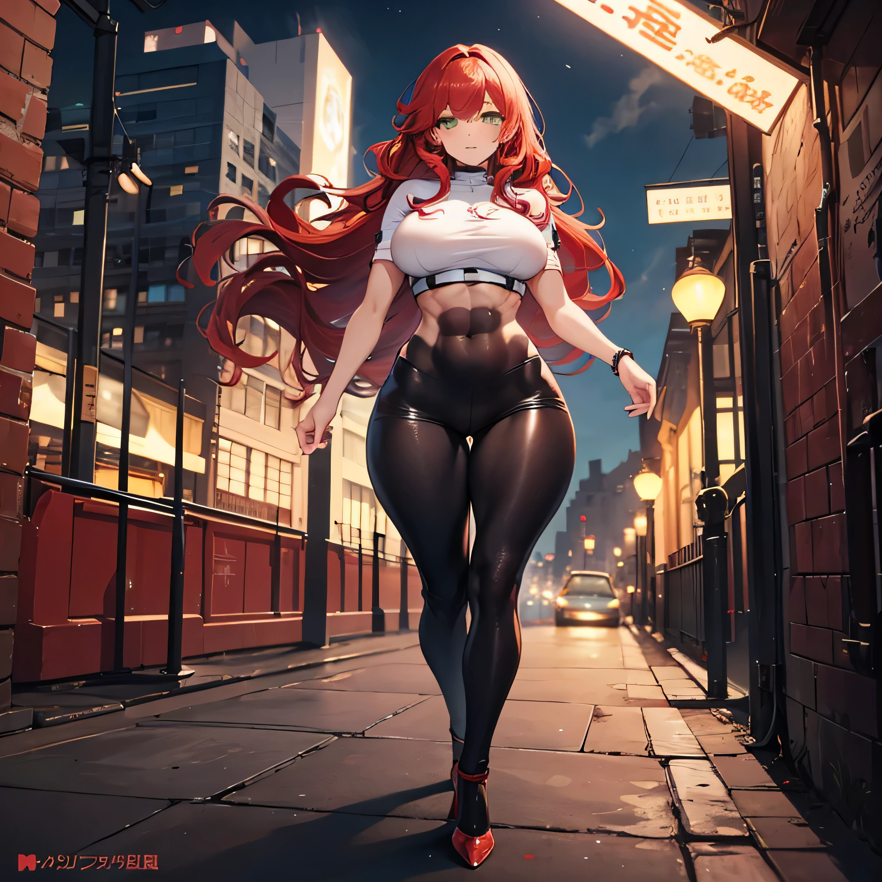 Nino:long red hair,she has big breasts she is wearing tight wet white panties and a tight wet black bra tight gym pants,she is standing,anime 8kHair elastics,
