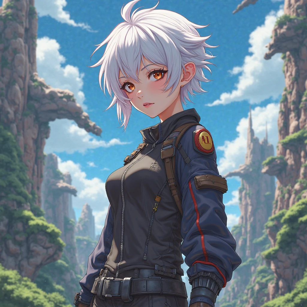 White haired tomboy anime woman 