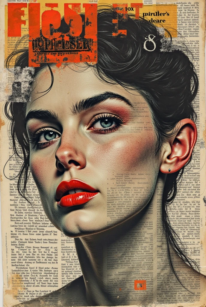 (top quality, Ultra Details, 8k resolution, collage art style,   retro aesthetic , Vintage Magazine Cutouts, Surreal and Extraordinary Composition, analog texture, Edge of paper, torn element, 1960s and 1970s Color Palettes, Eclectic Visuals Mix, overlapping faces, abstract body parts, old advertising Text Fragments, Grainy News Print Overlays,  pop art influences , tape and glue effect, cultural iconography, random object, hand-drawn doodles and arrows, old drawing, unrealistic contrast, visual chaos with artistic intent, punk gin atmosphere, paper clipping shadows, photomontage energy, rebellious tone,