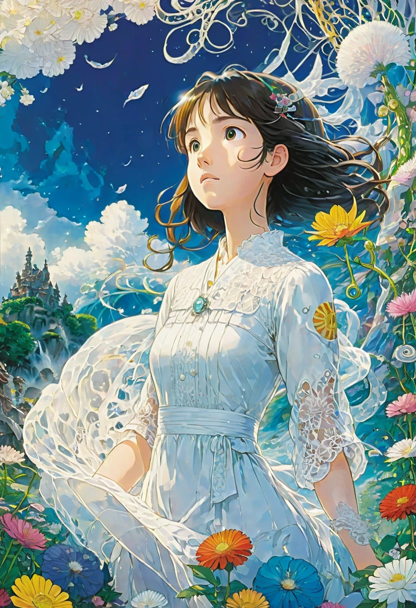 White Lace, by Studio Ghibli, best quality, masterpiece, very aesthetic, perfect composition, intricate details, ultra-detailed
