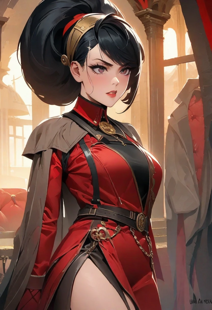 (((Annie Lennox))), (((Dark red))), (back view), (((perfect ass))), (((bandaged arms))), ((hooded cloak)), (((best qualityer: 1.4))), (Unbeatable masterpiece), (hiper HD),(CG 8k hyper-realistic), (((brave face))), (((breasts big))), (((hyper feminine))), sexly girl, black tattoo,（ultra short pink hair)), ((( sculptural body ))), (((1 Kizi))), Kizi tatuada de 25 anos com perfectbody,,Beautiful and well-groomed face,muscular body:1.2,solid color detailed jacket, (Head to thigh photos)， Complex equipment, green dark，long pants，Tight clothes are dark，With white stars and off-white stripes,,,,,Armor Metal Electronic Parts, Poison tattoos ) INFO, Kizi, (((standing alone))), pirralha violent, (((14歳))), sexly, pose de atitude, work of art, post-apocalypse, (((manga style))), bounty hunter, violent, Manic, the way you want, slenderbody, thin but strong, perfectbody, roupa moderna, advanced technology, Pleated mini skirt with checkered pattern in red and black, fur collar jacket, sleeves with vertical striped pattern, neutral background, (( cowboy shot )). intricate visual