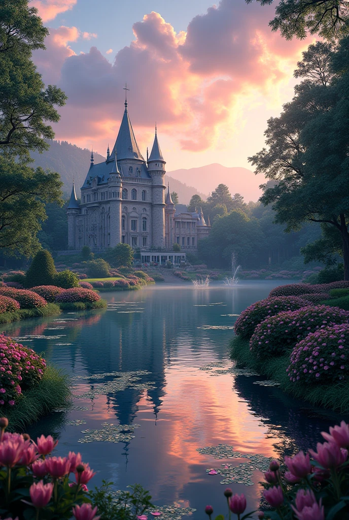 Spend an evening in a castle garden with a lake, sem pessoas 