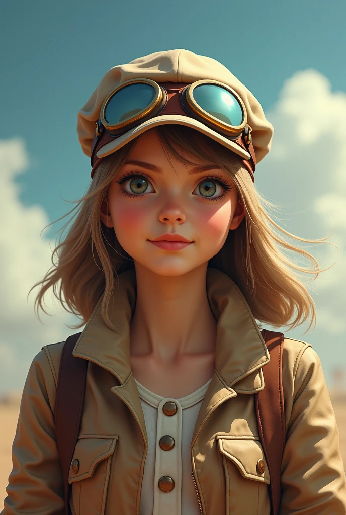 Girl in an aviator's hat 