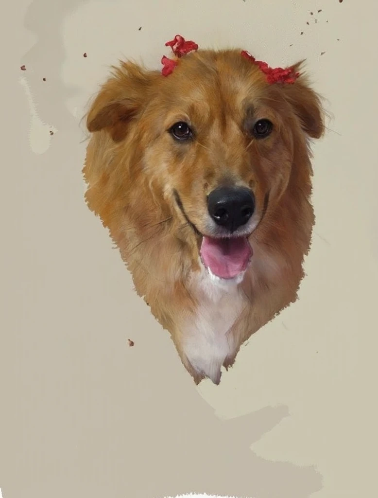 a very cute dog, she is very happy, her look is very happy and bright, she is smiling, the image is very detailed