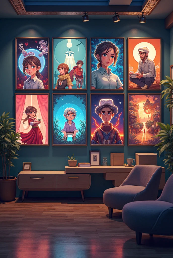 Popular, award-winning indie game covers with art frame or “gallery”.