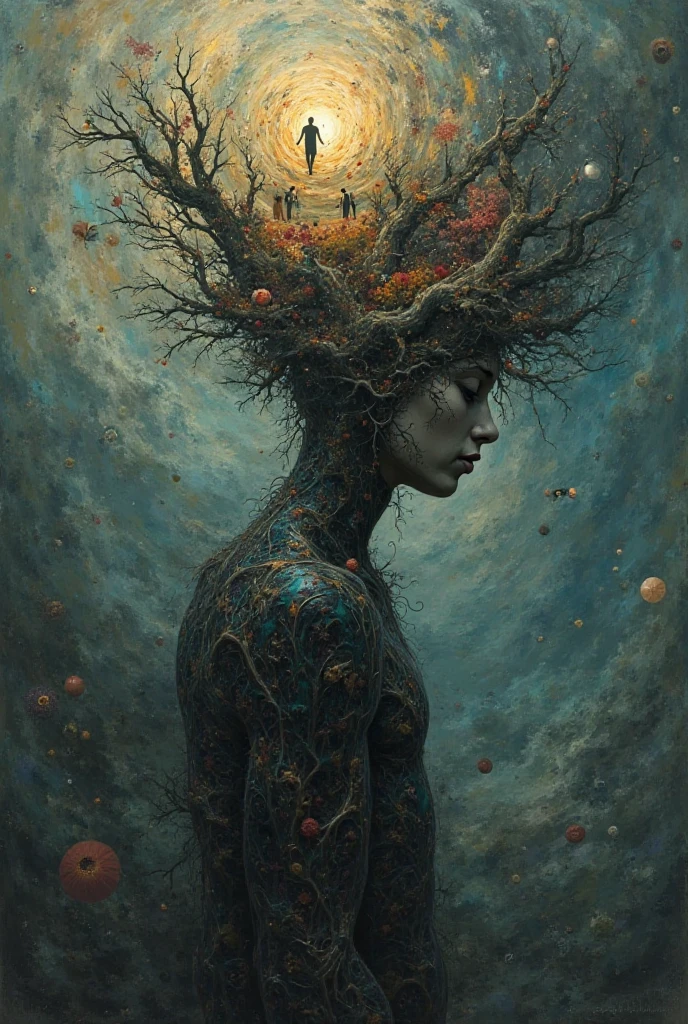 Create a drawing that shows the unconscious of a human
Where there are repressed memories, etc.