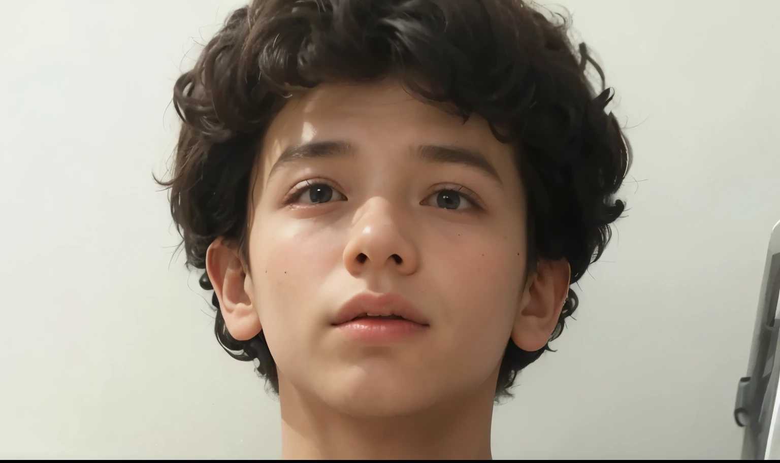 Um menino com o cabelo loiro com olhos verdes
