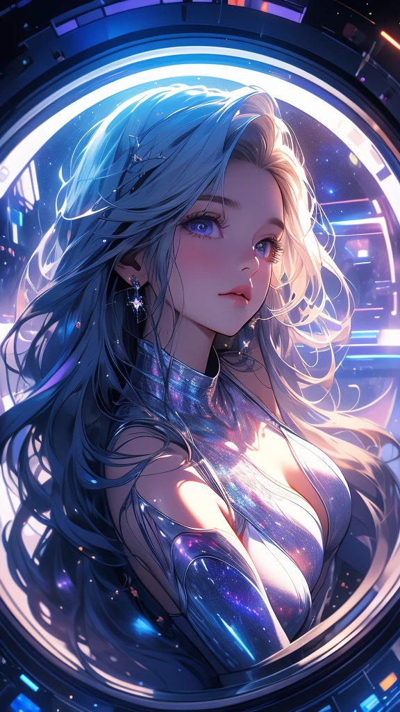 (photo realistic), highly detailed, Award-winning photography, Sharp focus,
A beautiful Scandinavian woman,
extraordinarily beautiful face, blonde,

A futuristic beauty waking up inside a sleek, (high-tech vertical sleeping capsule aboard a spaceship). The interior of the capsule is glowing with soft blue and purple lights, designed for comfort and advanced technology. She has long, flowing hair and a relaxed, yet curious expression as she stirs from her deep sleep. The capsule's transparent dome reveals a view of distant stars and a galaxy, while soft, ethereal lights illuminate the space around her. The futuristic environment has advanced technology such as holographic displays and touch-sensitive controls around her. The moment is serene and full of wonder, as she begins to rise and stretch, adjusting to the awakening.
There are many sleeping capsules lined up around the area,
((from above))
