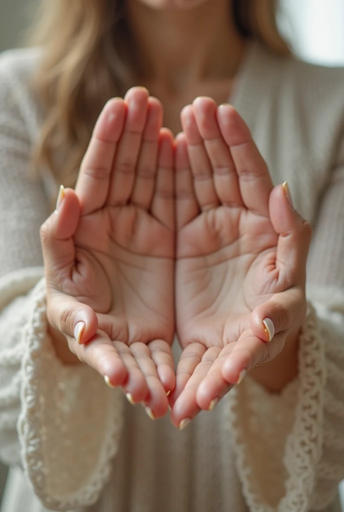 a white textured blanket and hands up, laughing. Hyperrealistic image with a lens aperture of 1.4 at a focal length of 35 mm