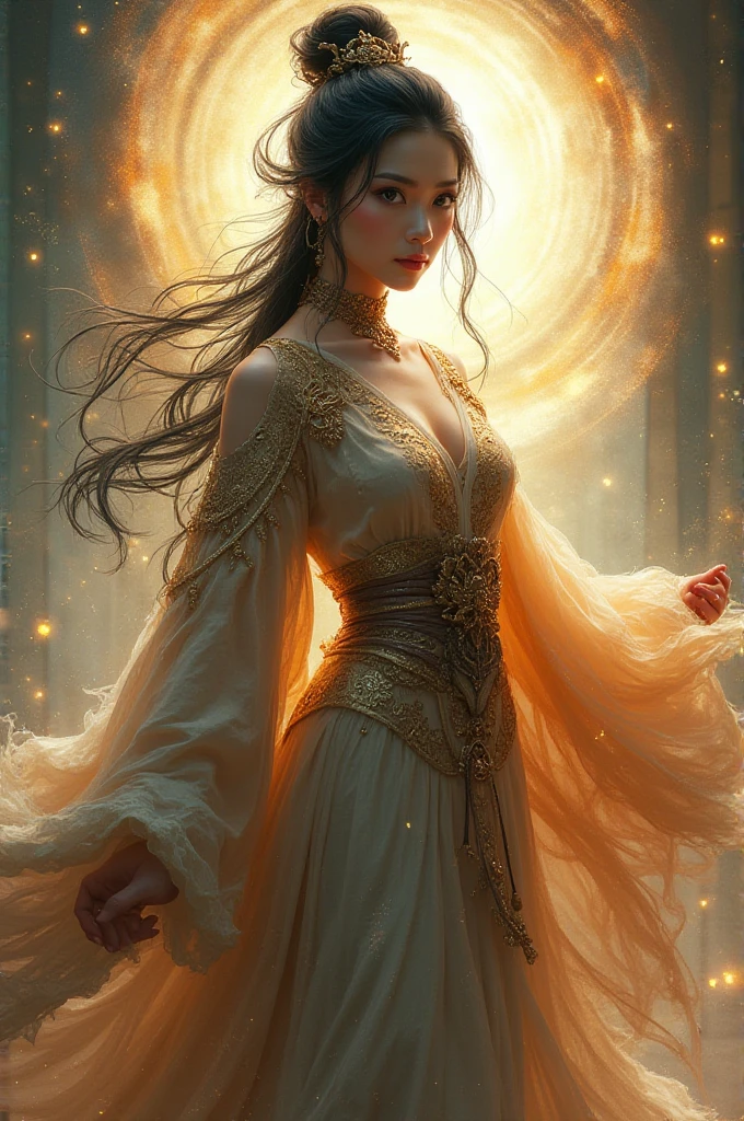 Woman, Asian, mythical robes, and mystical energy, booty
