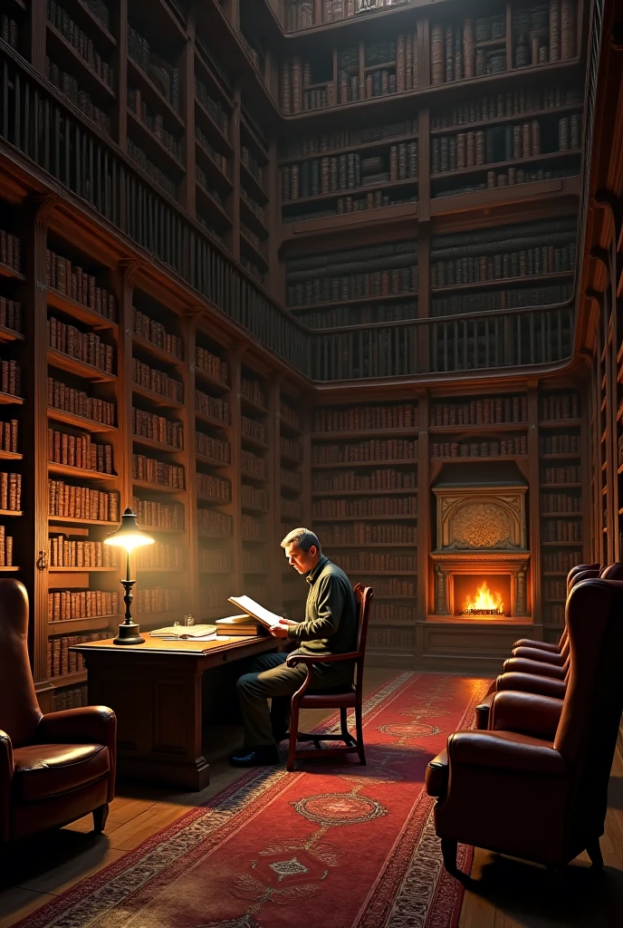 Generate an image of a library and another of a book