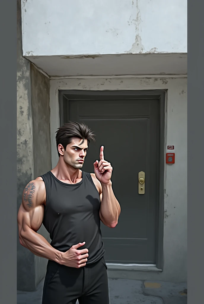 handsome male,solo,muscle,suit,feather coat,dutch angle,low angle,empty Office
