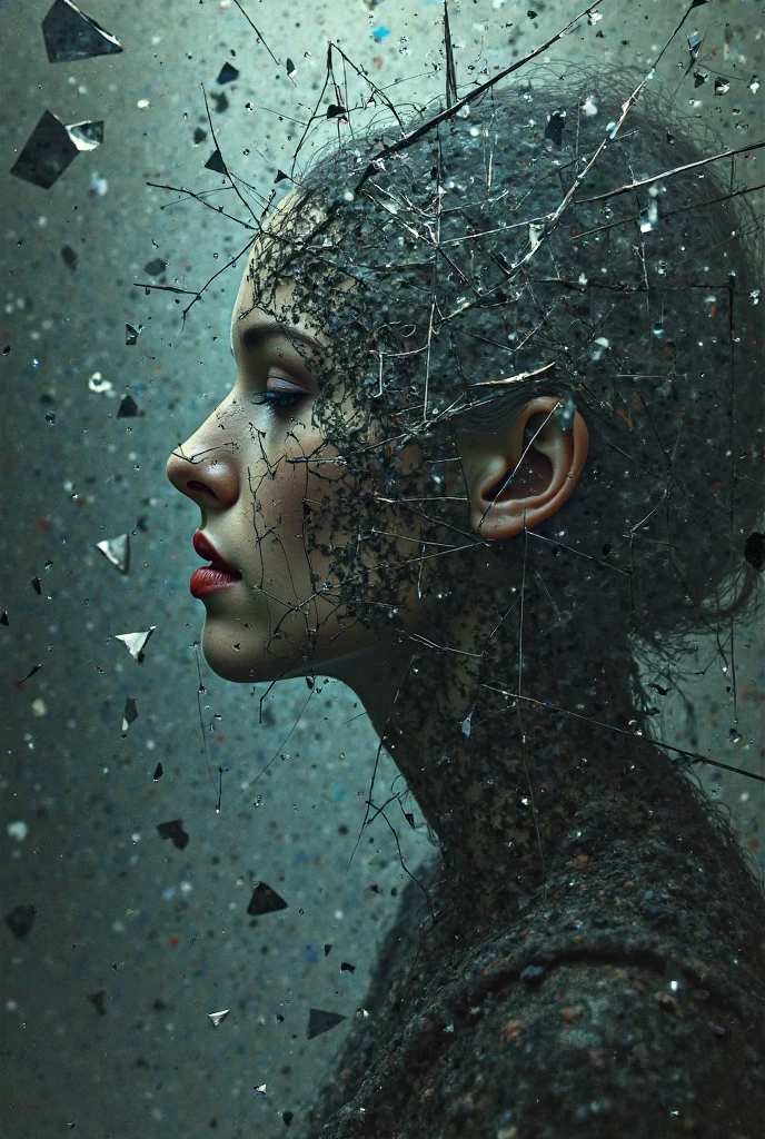 image: Broken mirror or inner labyrinth of a body.
Aim: Create tension and need for answers.