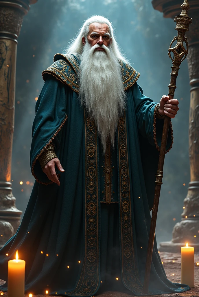 Draw a wizard with a long wand beard in his hand in the article I wrote