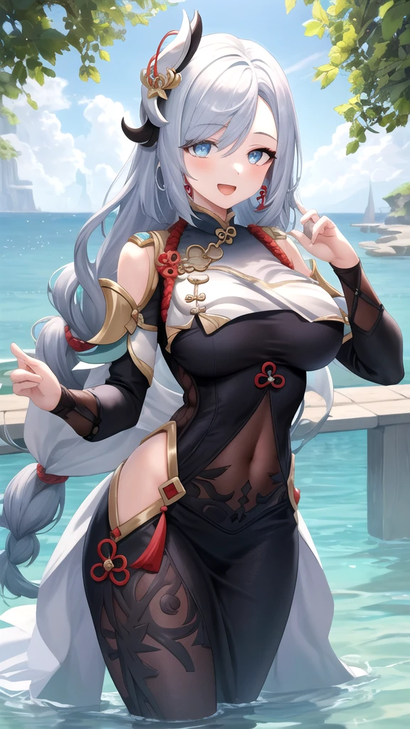 (masterpiece, best quality:1.2), cowboy shot, solo, 1girl, hi3fuhua, expressionless, looking at viewer, ponytail, hair ornament, china dress, sleeveless dress, single thighhigh, gloves, bare shoulders, (masterpiece),best quality, expressive eyes, perfect face, 1girl,
big breast, H-cup, good breast, beautiful, gorgeous,anime,girl,lora,
nipple visible though clothes, w sitting, w sitting on ground, legs on ground, hands between thighs, arms between legs, both arms between legs,hands between legs