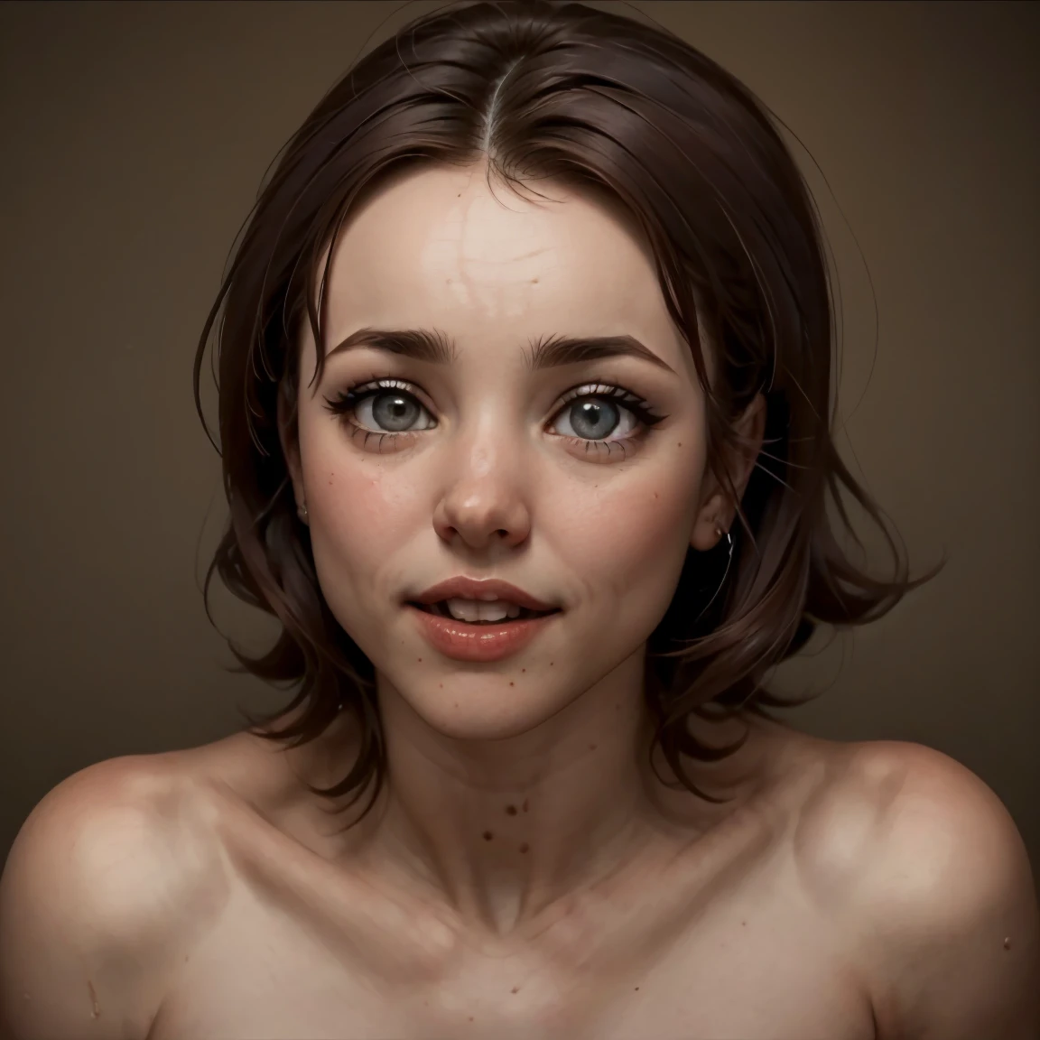 European woman, looks like Marion Cotillard, (((wide hips: 1.5))), 8k, absurd res, ((wide eyes: 1.4)), flawless face, ((chubby)) out of shape, 1girl, average mature body, natural body, ((super wide hips: 1.3)), full body image, 1girls, solo, masterpiece, highly detailed, ((symmetrical eyes)), expressive detailed eyes, pale skin, wide eyed, detailed pupils, realistic skin, some freckles, realistic skin texture, ((small breasts: 1.2)), super detailed skin, smooth background, shy face, analog style, (chin length hair), ((pale wavy hair: 1.5)), dark blue wallpaper, smooth background, shy face, (broad fat hips), topless, no shirt, exposed breasts, legs apart, ((nude)), ((naked)), (beautiful face, thic thighs)