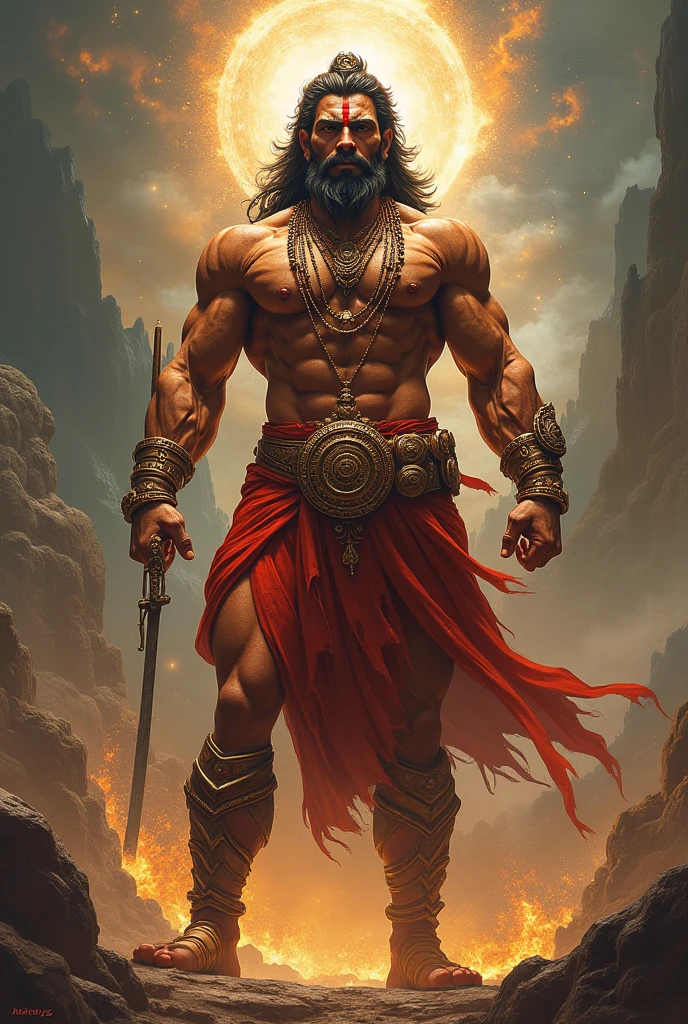 Generate bajrang bali best image in color:red&black in best bulk body