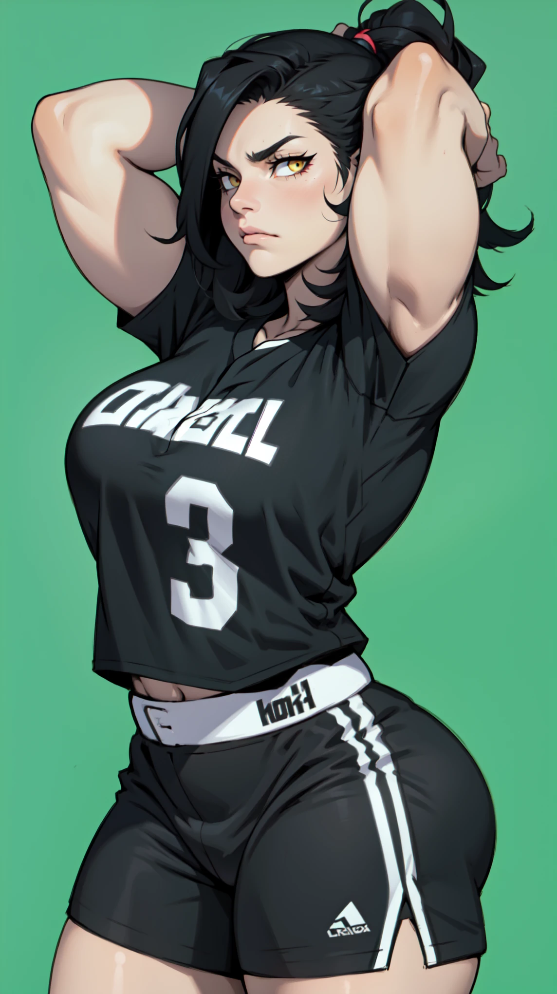 girl, rock empire,muscular,thick,dress,strong_pose,eyeliner,aura,bright,rock,dust ,(masterpiece,vibrant,detailed,highres:1.2)