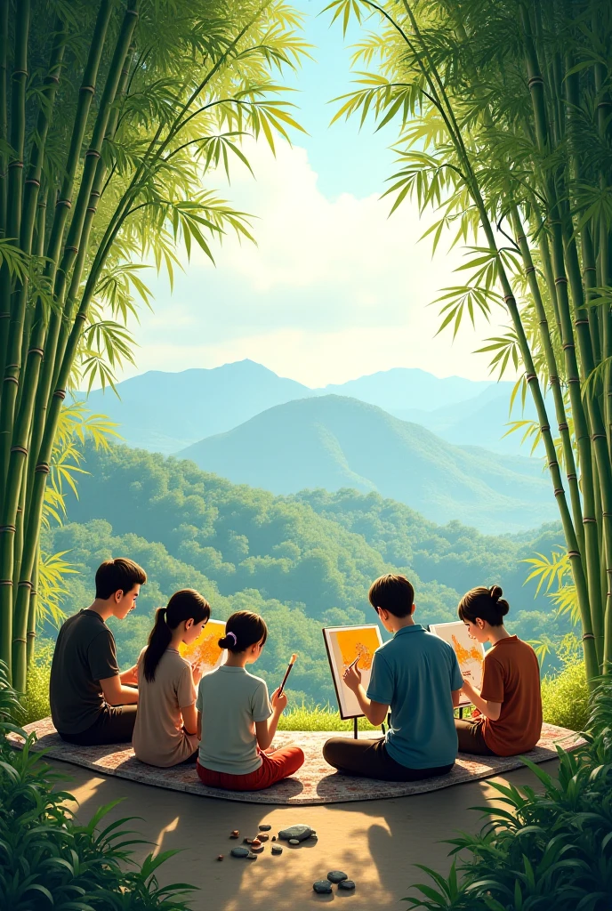 Photo of bamboo painting class in Vietnam
