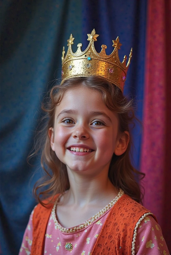 Close-Up of Face, a child with birthday crown, laugh happily, (masterpiece, best quality, Professional, perfect composition, very aesthetic, absurdres, ultra-detailed, intricate details:1.3)