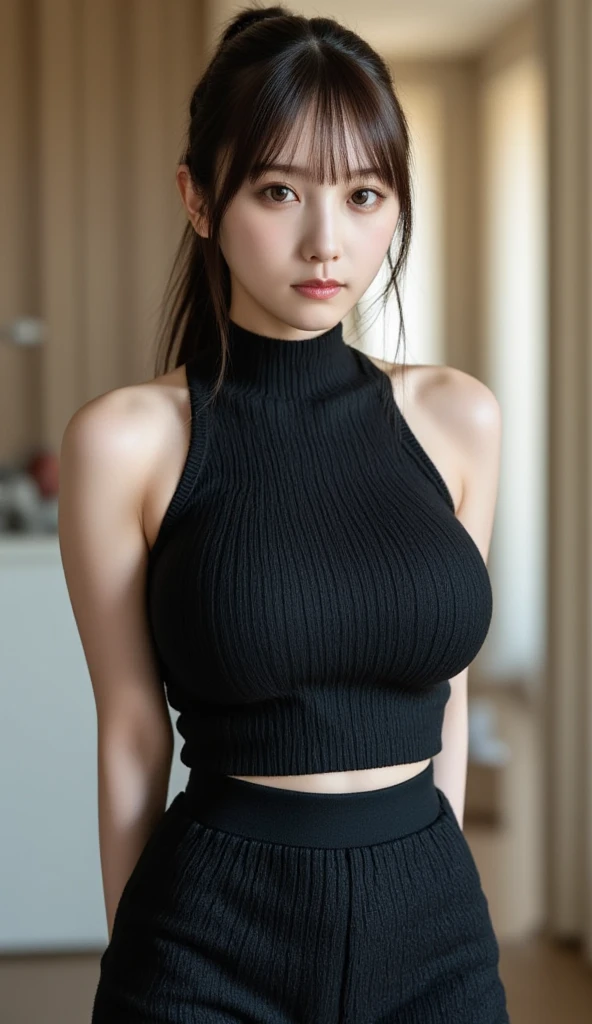 ((8K:1.27)、最好质量、巨作、ultra-high-resolution:1.2)Photo Beautiful Japan woman(pleasing:1.1) (Sheer knitwear:1.21) Design by Gregg Lutkowski and Alphonse Mucha Intricate Elegance、Fantasia、pubic detail、Geometry、Gradient lighting、1girl in、Delicate skin、looking at the viewers、Brown-eyed、(short hair with bangs:1.2)、(breasts are large:1.0)、(medium areola:0.8)、(realisitic:1.4)、(最好质量:1.0)、(ultra-high-resolution:1.0)、8K、Raw photography、(巨作:0.2)、(pureerosface_v1:0.5)、 Thin sleeveless dress、pantiy、Building construction site、Off-limits、eng、be shy、Outdoor exposure、Twist the skirt yourself、Show panties、Futomo、Embarrassed look、