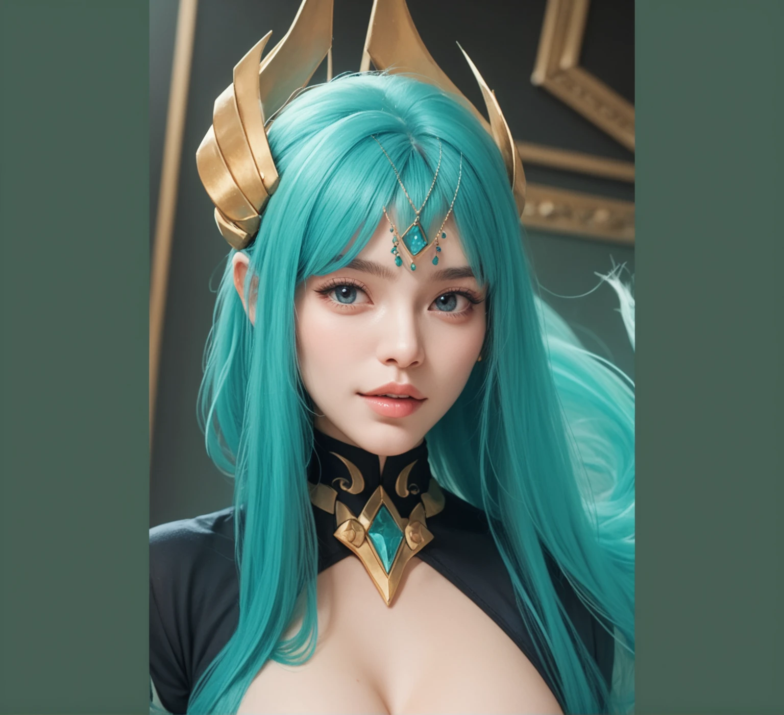 a close up of a woman with blue hair and a green top, stylized anime, portrait knights of zodiac girl, close up character, painted in the style arcane, highly detailed character, hyperdetailed fantasy character, anime styled 3d, 3 d render stylized, female character, character close up, 3 d render character art 8 k, wlop glossy skin