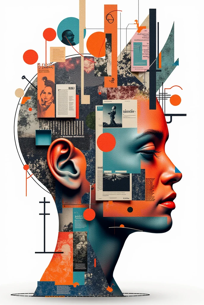 collage of magazine pieces with white outline