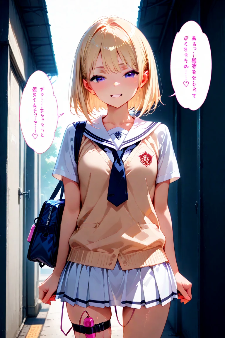 masterpiece, Highest quality, High resolution,(throw_hand grabbing chest),,One girl, One boy,Age difference,bow tie,Blonde,chest,Long Hair,Pink Hair,pleated skirt,Tucked in shirt,short hair,skirt,smile,Tent shirt,amusement_garden