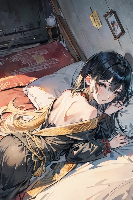 A girl tied up with lots of rope