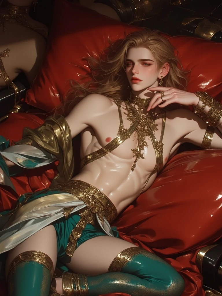 Male, femboy, prince, femboy prince, royalty, effeminate boy, feminine boy, boy, boy that looks like a girl, boywife, bulge, ?????? bulge, blonde hair, red lipstick, soft body, femnine body, effeminate body, passes as a girl.