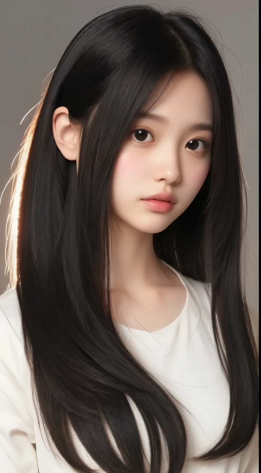 Floating Hair, long black hair, bungs , 1 beautiful girl,  masterpiece, anatomically accurate, top quality