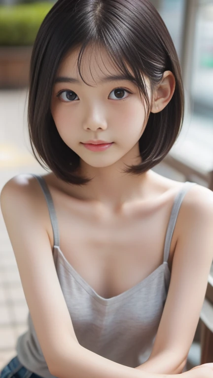 12 years old, (japanese Famous idol:1.4) (1cute girl:1.4) (very young face:1.4) best quality, face focus, soft light, ultra high res, (photorealistic:1.4), RAW photo, 1japanese girl, solo, cute, (pupil, lights in the eyes), detailed cute face, (small chest),(high resolution detail of human skin texture), Damask Shirt Dress, (portrait)
