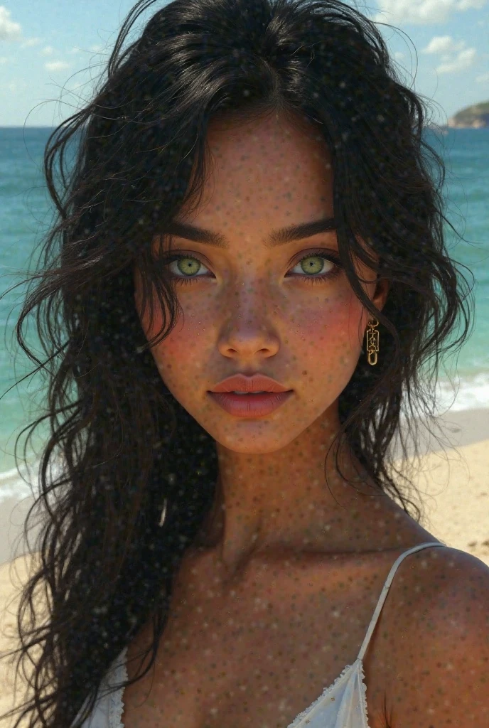 a photorealistic portrait of a stunningly beautiful tanned polynesian woman without light make-up, extremely detailed light green eyes, detailed symmetric realistic face, extremely detailed natural texture, peach fuzz, windy long hair, masterpiece, absurdres, award winning photo by lee jeffries, nikon d850 film stock photograph, kodak portra 400 camera f1.6 lens, extremely detailed, amazing, fine detail, rich colors, hyper realistic lifelike texture, dramatic lighting, unrealengine, trending on artstation, cinestill 800 tungsten, looking at the viewer, photo realistic, RAW photo, TanvirTamim, high quality, highres, sharp focus, extremely detailed, cinematic lighting, 8k uhd,-imagine-