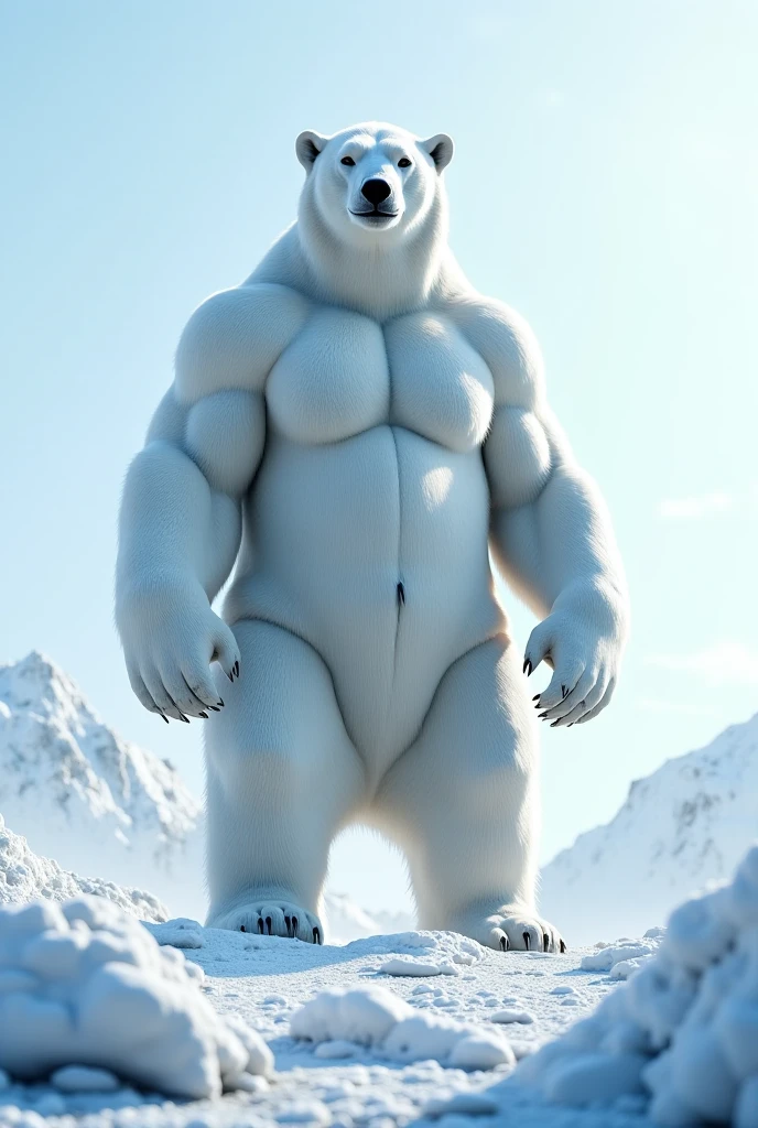 1boy, 1man, solo, (furry polar bear), (topless, shirtless, shorts), well-muscled old man, bearded, snowy mountain. ((chubby, fat belly, huge belly, massive belly, extremely huge muscular, massive muscular, extremely muscle size, super thick arms, huge pec, hyper pec, bigger chest, extremely wide pectoral , huge arms)), wide smiling.