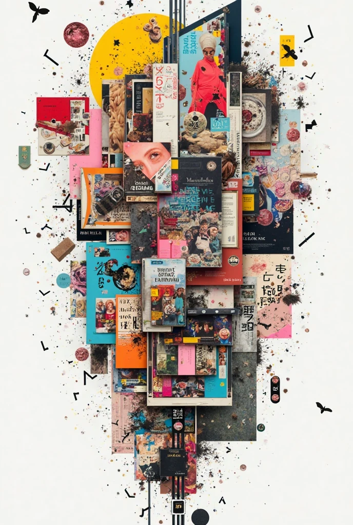 collage of magazine pieces with white outline