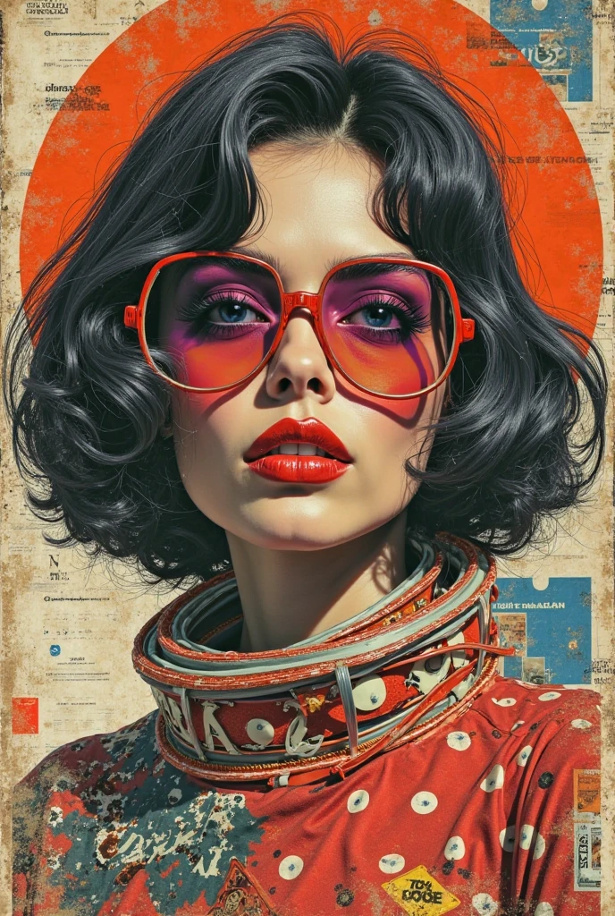 Retro Collage Revolution！Explode art that breaks common sense with magazine clippings and vintage materials、female、1970s、 classic car、Apollo missions、