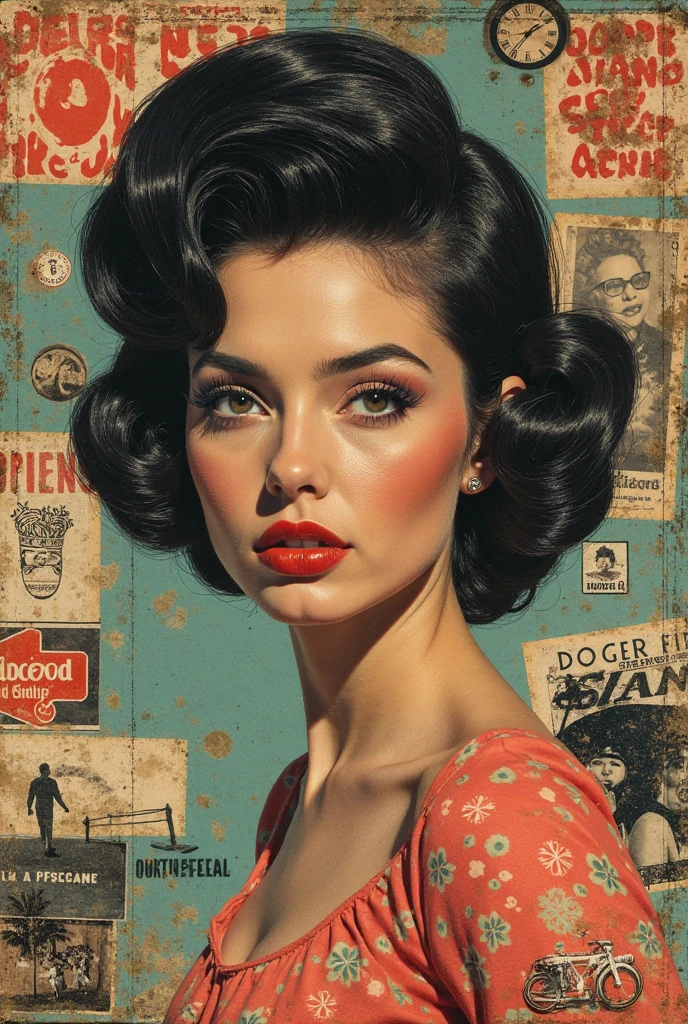 Retro Collage Revolution　Women's Fashion Magazine Cutout　Vintage Material　(colorful)　７０America