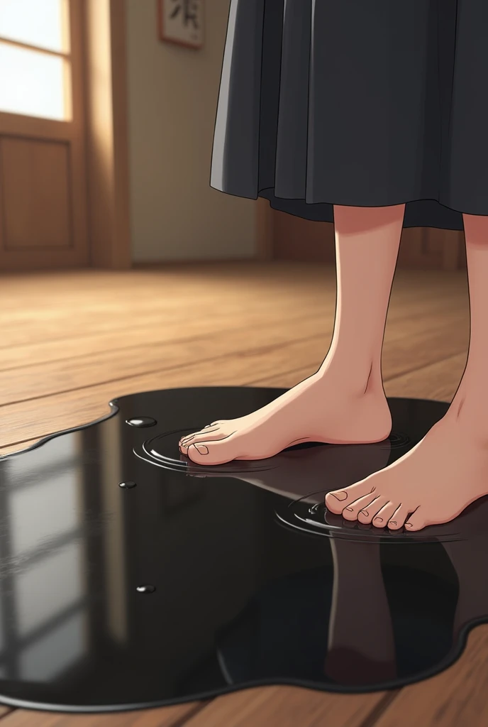 suspense movie ,First Person View, (small puddle:1.2) at feet, steam rising from the puddle