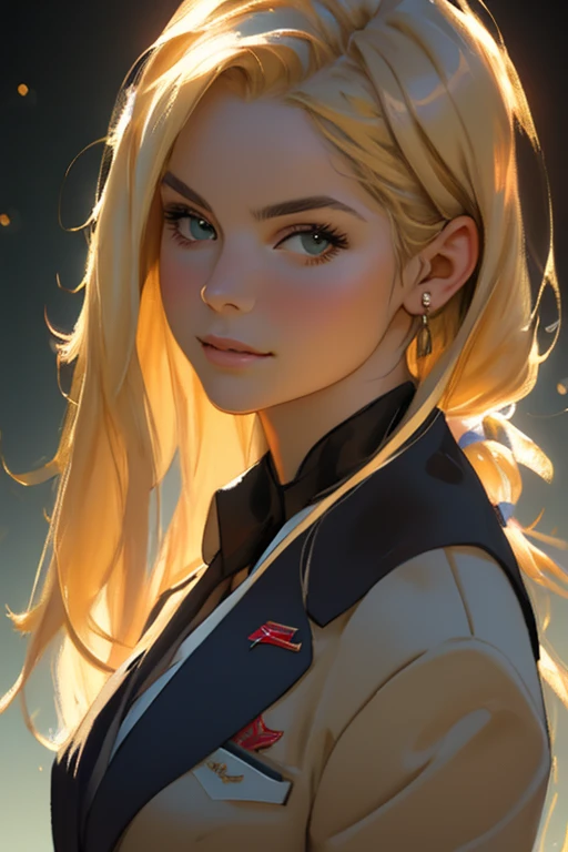 blonde high school stylish girl, elegant young woman in school uniform, beautiful female age student, photorealistic portrait, high resolution, 8K, HDR, professional, studio lighting, sharp focus, physically-based rendering, vibrant colors, shallow depth of field, warm lighting, fashionable outfit, confident expression, looking at camera (Maga, realistic), (oil painting in sfumato technique)