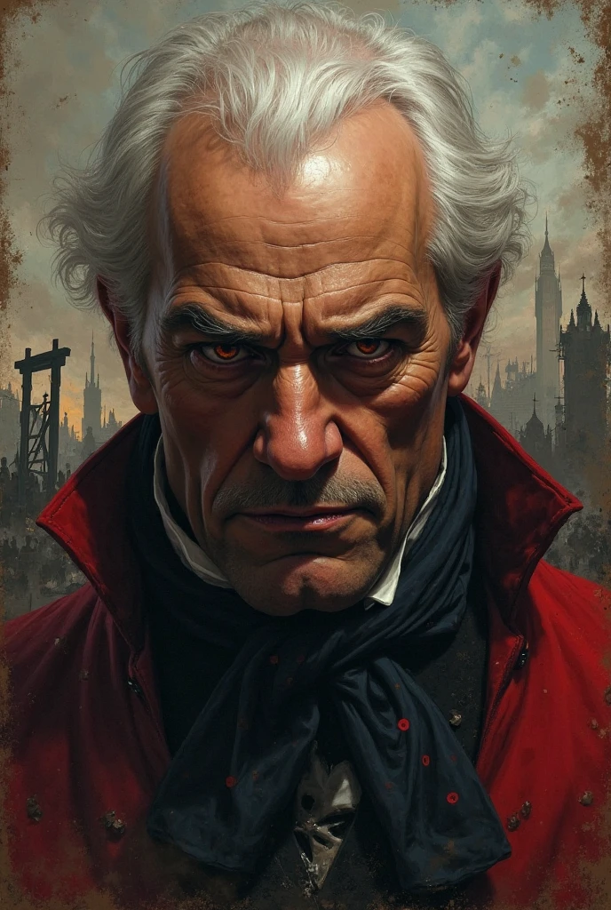 Generate a profile for me about Maximilien Robespierre that is for a profile picture and that seems a little crazy