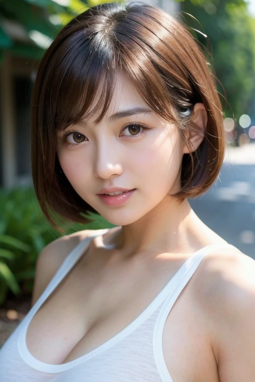 Japan Beauty、slender、Breast E Cup、barechested、short-cut、eye glass