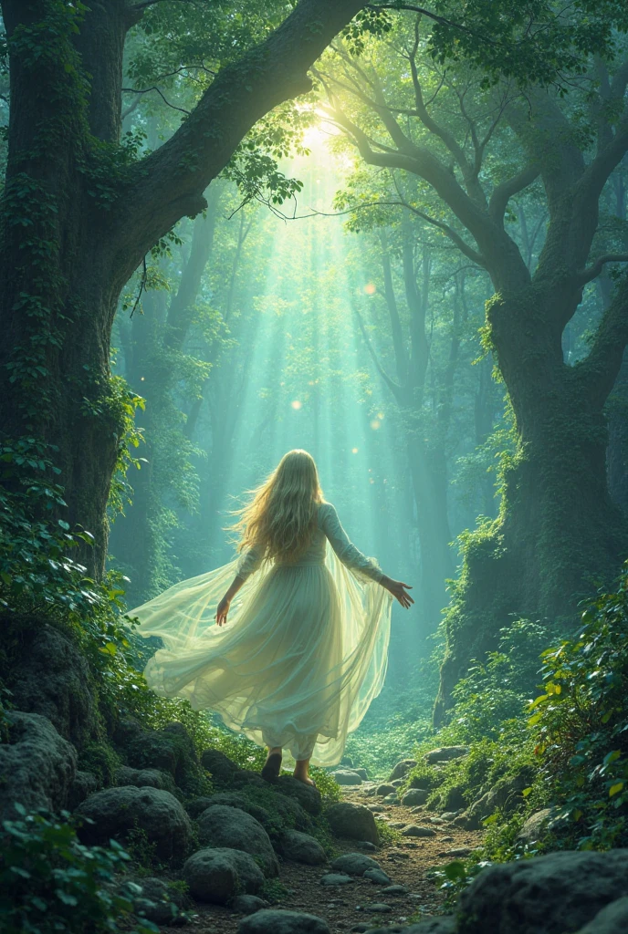 Mystical place with trees, magic and brightness and nature