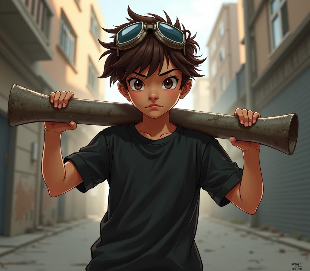 A 19 year-old boy, light brown skin, short curly black hair, dark brown eyes, black tank top, Zenitsu Agatsuma style, looking at camera, (best quality,4k,8k,highres,masterpiece:1.2),ultra-detailed,portrait,cinematic lighting,dramatic shadows,vivid colors,highly detailed facial features,extremely detailed eyes and face,longeyelashes,beautifully lit,perfect composition