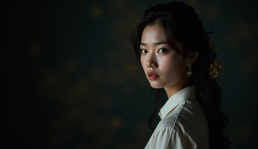 The cover photo is a beautiful Vietnamese girl, standing in the left corner, dark background behind, bright face.