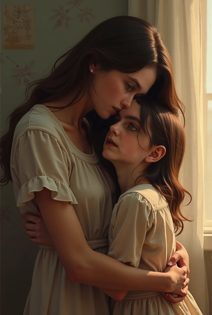 Make mother and daughter look emotional