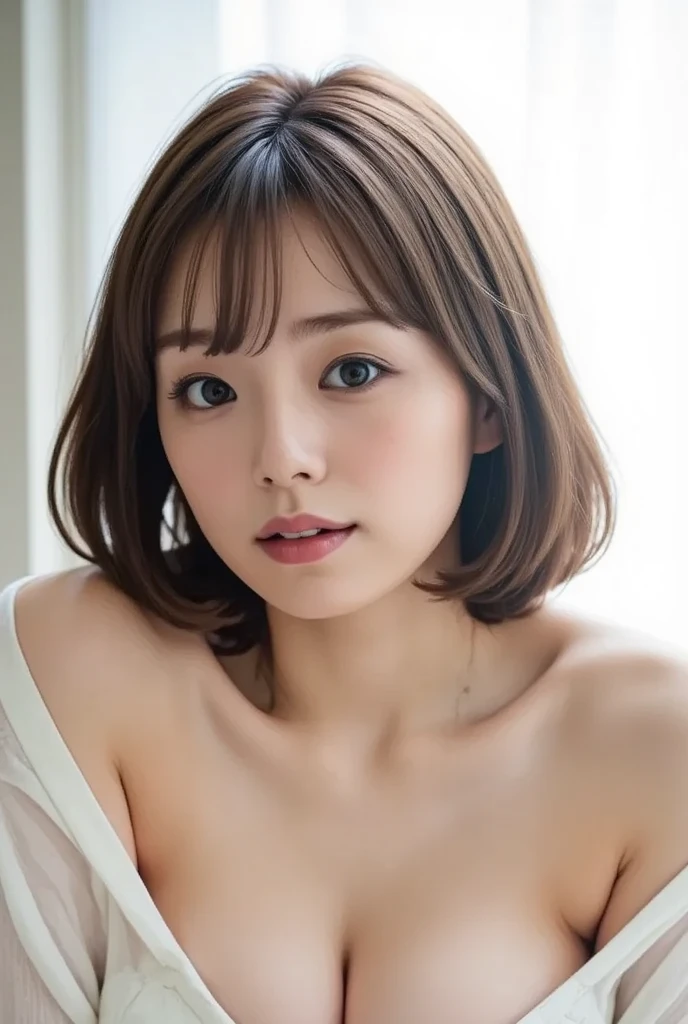 masutepiece, Best Quality, Illustration, Ultra-detailed, finely detail, hight resolution, 8K Wallpaper, Perfect dynamic composition, Beautiful detailed eyes, doress, Medium short hair,blond hair color ,Small breasts, Natural Color Lip, Random and sexy poses,Random situations,Slender body