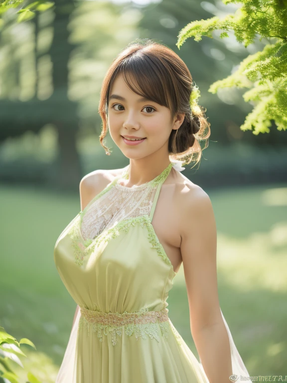 1 girl, hair bun, beautiful girl, ((mmTD burmese patterned traditional dress)), emerald green dress, floral printed dress, Emerald Green color, A rich, vibrant green reminiscent of precious emeralds, outdoor, perfect light, masterpiece, best quality, ultra detailed, cinematic feels, looking at the viewer, 8k, RAW photo, realistic, photo realistic, intricately detailed, UHD, full HD, ultra resolution